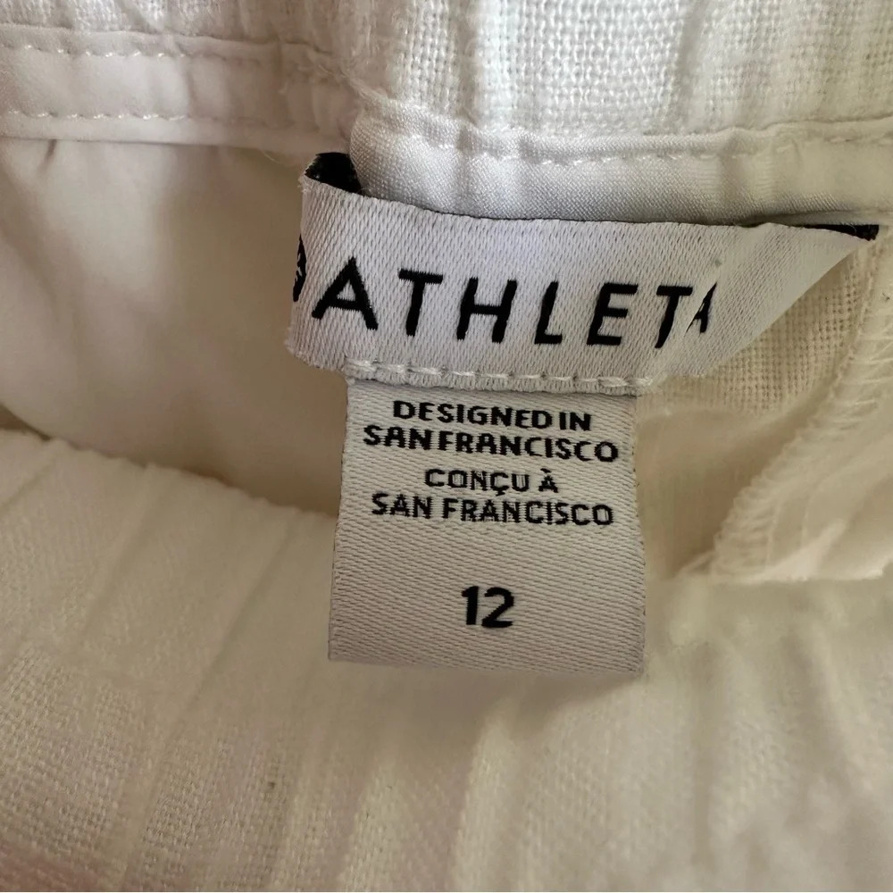 Athleta sz 10 White Linen Cabo Wide‎ Leg Pants Summer Beachy Boho Coastal 447244 - Picture 7 of 8